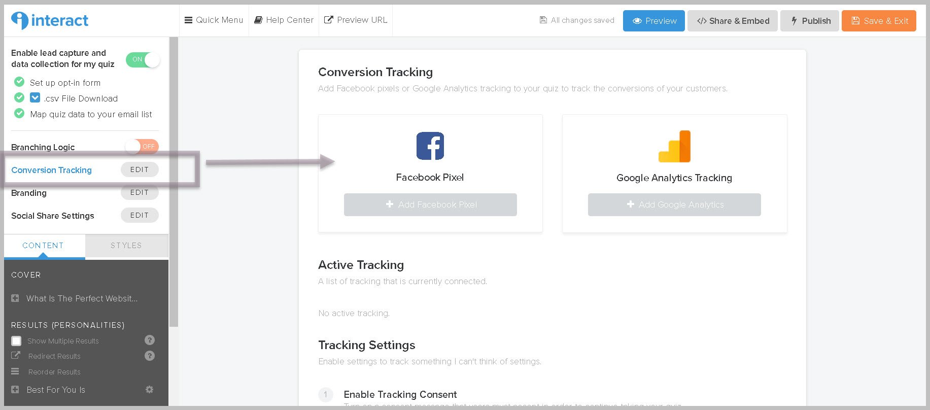 Interact Conversion tracking
