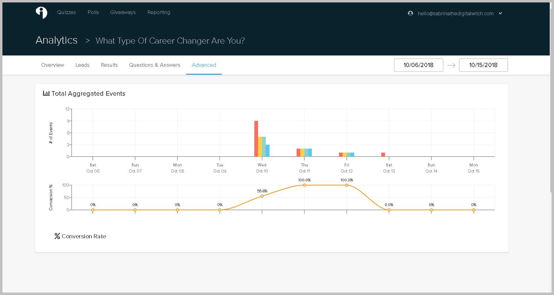 Interact Analytic advanced tab