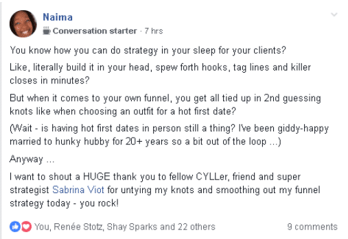 Naima's testimony