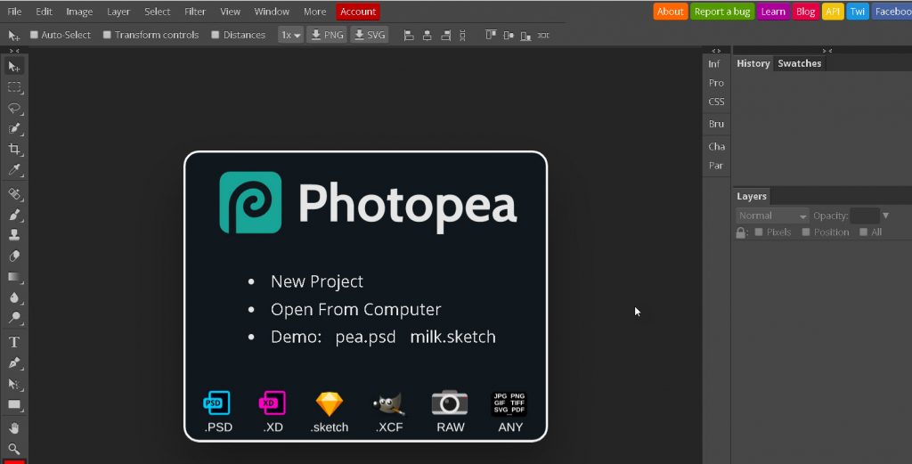 Photopea, graphic and photo editor
