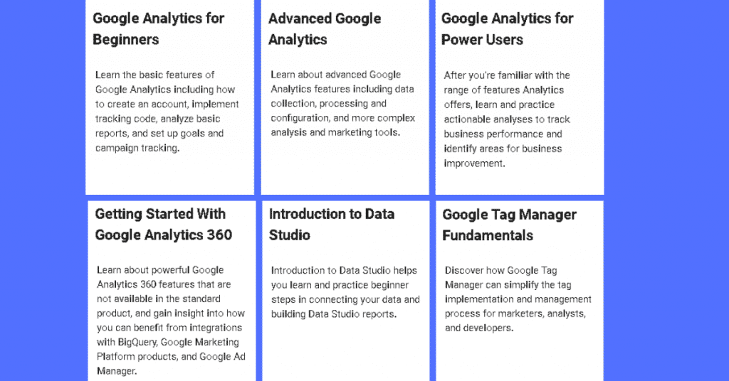 Google Analytics Academy - Free SEO Online courses