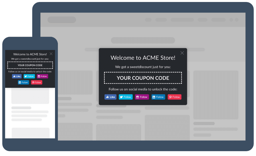 Follow-up coupon widget - light theme