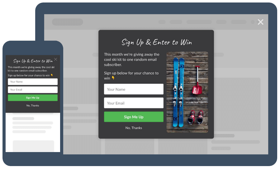 Give away popup widget