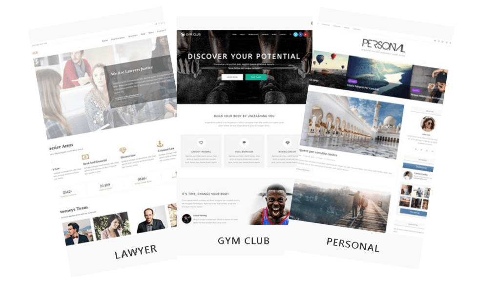 3 websites layout examples