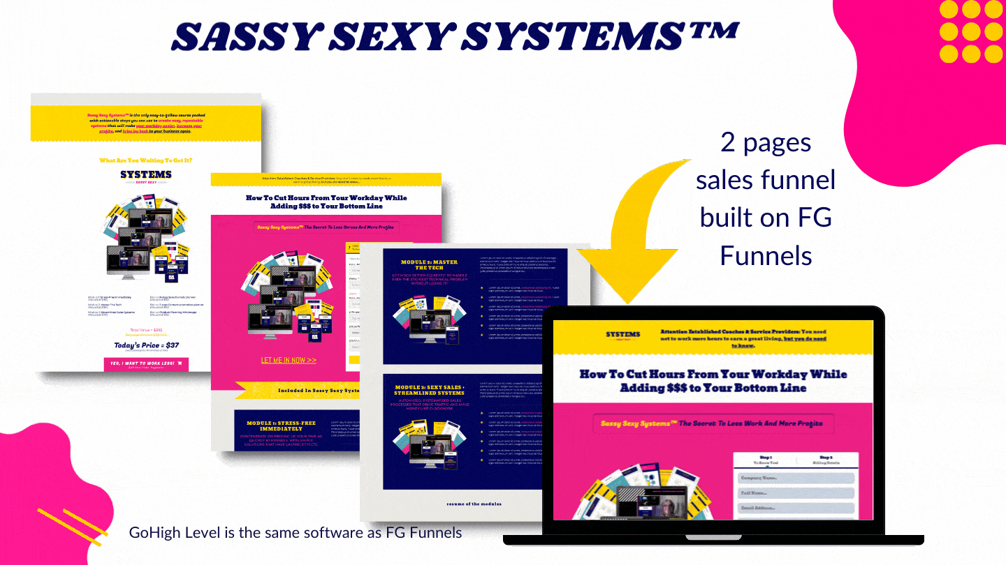 Sassy Sexy System sales funnel - GoHigh Level / FG Funnels V2